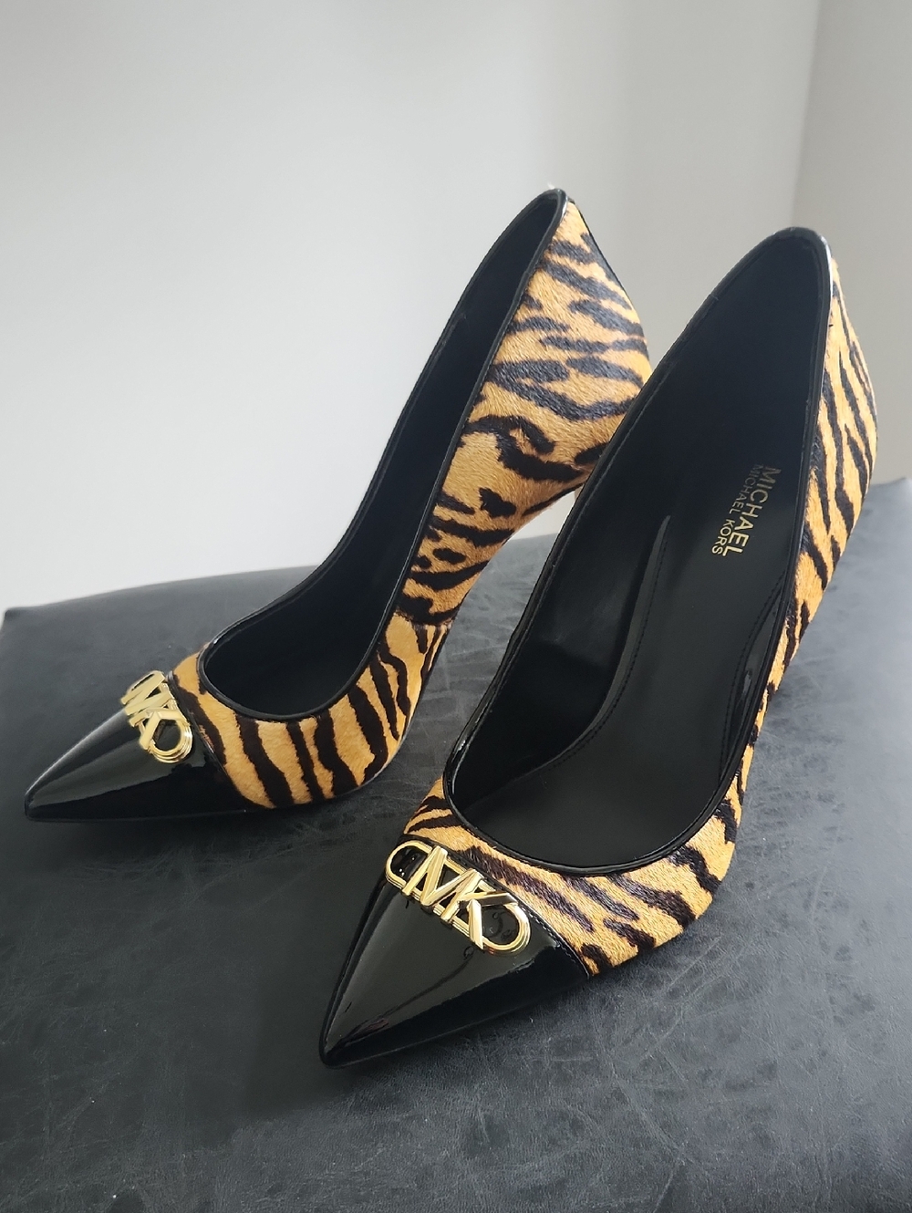 Michael Kors Parker Pump Heels with Yellow Tiger Print 8.5